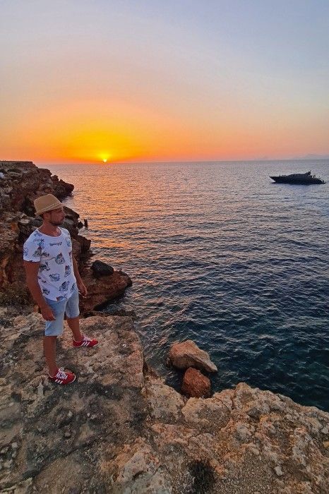 Coucher de soleil à Cala Saona, Formentera